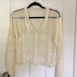 Crocheted knit sweater cream